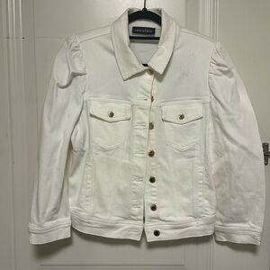 Retrofete Ada Jacket (white denim) with gold buttons